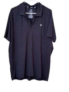 Hurley Mens Polo Shirt XL Black Short Sleeve Athletic Performance